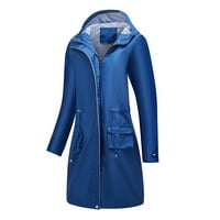 Odeerbi Зимни палта за жени Солидно дъждовно яке на открито якета водоустойчиви качулки Raincoat Windproof Blue