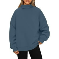 Женски есенна костенурка с дълъг ръкав оребрена плетат ежедневни меки големи пуловер пуловер джъмпер джъмпер най -добър флот xxl