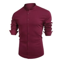 Ахербю мъжки официални ризи Бутон надолу Поло дълъг ръкав твърди бизнес ежедневни блузи За Мъже блуза риза