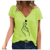 Женски ежедневни модни летни тениски с тениска с деколте отпечатани върхове с къси ръкави, S M L XL 2XL 3XL 4XL 5XL