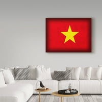 Търговски марки изобразително изкуство 'Виетнам затруднен флаг' платно изкуство от червен Атлас дизайни