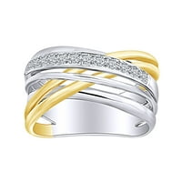 Карат кръг бял естествен диамант Дву тонен кросоувър годежен пръстен в 14K твърд бял златен пръстен размер-9
