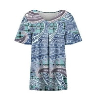 KnoSfe женски небрежни летни тениски за шия с къси ръкави флорални върхове xl xl