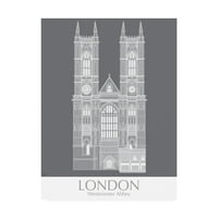 Изящно изкуство 'Лондон Уестминстърско абатство монохром' платно изкуство от фънки фънки