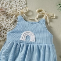 Милуксас бебешки дрехи клирънс малко бебе момчета и момиче удобни Плътен цвят дъга прашка гащеризон Син 6-12 месеца