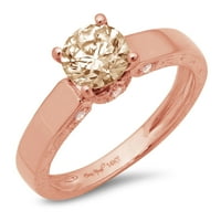 1,06ct кръгло рязане шампанско симулиран диамант 14k розово злато годишнина годежен пръстен размер 8.5