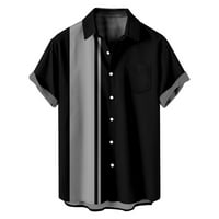 Мъже Плюс Размер Случайни Риза Мода Пачуърк Изненадващ Яка Блуза С Джобове Бутон Къс Ръкав Върхове