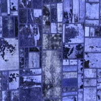 Ahgly Company Machine ПРОЧАВАНЕ НА ВЪЗДУШНА Квадратна пачуърк Синя преходна площ килими, 4 'квадрат