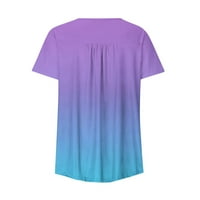 Дамски Блузи В-Врат Плътен Цвят Пеплум Хлабав Дамски Летни Ризи С Къс Ръкав Лилаво С