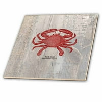 3Drose Red Crab on Wood-Beach Art-Fish- керамична плочка