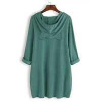 Дамски блузи с дълъг ръкав цип с качулки извънгабаритен суитчър сладко падане ежедневни дрехи с джобове,зелен л