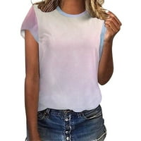 Kali_store дамски летни върхове Дамски летни върхове тениски с къси ръкави риза ежедневни странични разцепени горни розови, l