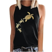 Smihono Clearance летни върхове за танкове за жени модни дами блуза ризи кльощави екипаж на врата без ръкави на туника сладка костенурка тънък прилепват ежедневни модни мо