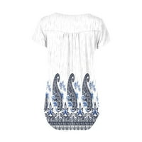 Дамски ризи модерни плюс размер градиент отпечатан v шия с къс ръкав бутон пуловер резервоар блуза дамски върхове