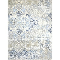 Начало Dynami Melrose Audrey Moroccan Ogee Damask Area Rug, слонова кост син, 6'6 x9'6