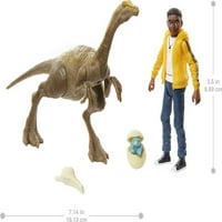 Jurassic World: Camp Cradec Fuman & Dino Pack, Darius Action Figure & Gallimimus Dinosaur Toy