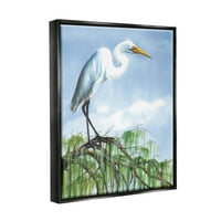 Бяла Птица Балансиране Клон Животни И Насекоми Живопис Струя Черно Рамка Изкуство Печат Стена Изкуство