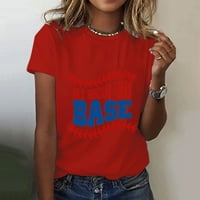 Ризи за жени Графичен тройник от печат O шия с къс ръкав блуза върхове тениски тениски
