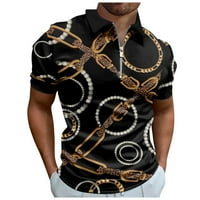 Хуачен работни дрехи Творчески ивица 3д печат Мъже къс ръкав цип риза в клирънс