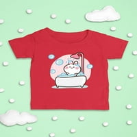 Бебешки заек, който взема бани тениска бебе -изображение от Shutterstock, месеци