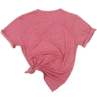 Женски моден солиден цвят кръгла шия флорален печат пуловер ежедневна тениска в продажба xl розово