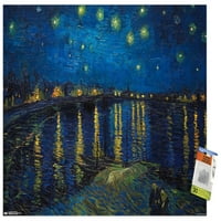 Звездна нощ над Рона от плакат за стена на Винсент Ван Гог с бутални щифтове, 22.375 34