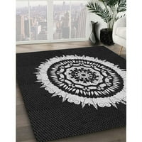 Ahgly Company Machine Wareable Indoor Square Transitional Night Black Area Rugs, 6 'квадрат