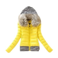 Дълги зимни палта за жени Плюс размер Мода твърди случайни дебел зимен тънък палто палто Жълт М