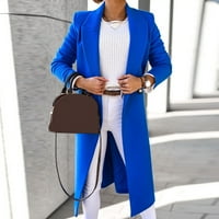 Палто за жени мода свободно ежедневно есен и зимен плътно цветен бутон туид яке син XL дамски евтини гащеризони