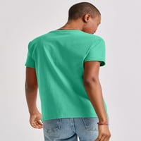 Hanes Essentials Дамска тениска на памук, извънгабаритна форма Happy Spring Green L
