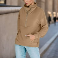 Gubotare плюс размер суичър от Crewneck Жени Женски лого Hoodie Quarter-Zip Sweatshirt