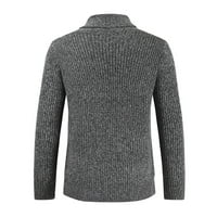 Мъжки пуловер с v-образно деколте с дълъг ръкав отворен фронт от средна дължина плътно цвят свободен кардиган Turndown Slim-Fit Suether яке
