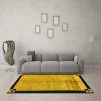 Ahgly Company Machine Pashable Indoor Round ориенталски жълти килими за модерна зона, 3 'кръг