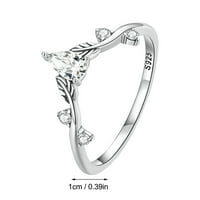 Симу с стерлинги сребро лоза пръстен прости циркон Малки клон листа пръстен за момичета пръстен Сватбена халка бижута Рожден ден подаръци за жени