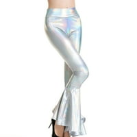 Xinqinghao Baggy Sweatpants for Women Women's Wrap-Around Patent Leather Solid Color Tube Top Performance Performance Топски дамски салон Панталони бяло m