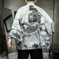 Модна мъжка кимоно жилетка от отпечатана риза с големи размери