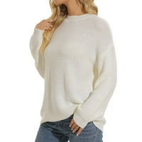 Kali_store пуловери за жени модерни дамски елегантни дълбоки V шия обвивка с дълъг ръкав кабел плетен джъмпер пуловер пуловери сиво, s
