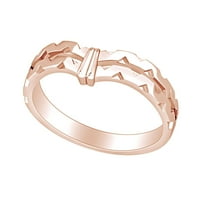Формулярна лента пръстен 14k розово злато над стерлингово сребро