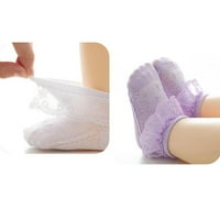 Двойки бебета големи момичета дантелени чорапи за ръба, m, виолетово