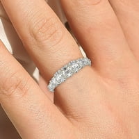 1.49ct овален и кръгъл диамантен моасанит перспективен пръстен 18k бяло злато над сребърна сватбена лента