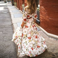 Жени ежедневни половин ръкав бохо рокли люлеят флорални отпечатани празнични макси рокли