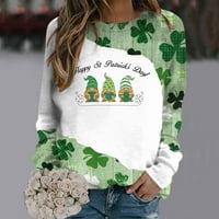 Amidoa St.Patrick's Day Fashion Fashion Print Print Sweatshirt с дълъг ръкав кръгли врата върхове блуза летни модни дрехи