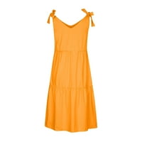 Leesechin дамски рокли Clearance слънчева рокля от солидна цветна рокля лятна каишка рокля една линия midi рокля