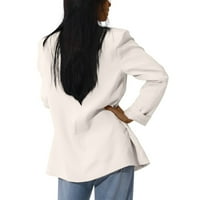 Жени солидни отворени предни джобове жилетка официален костюм с дълъг ръкав блуза палто xxxl бяло