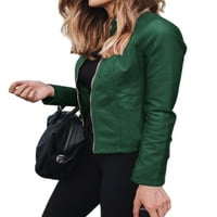 Glonme Ladies outwear zip up яке с дълъг ръкав палто жени водоустойчиви якета ежедневно фау кожа зелено 2xl