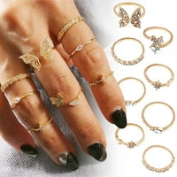 Дами пръстени пеперуди отворени регулируеми пръстени Жени подаръци момичета подреждане на пръстени злато