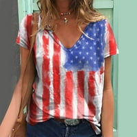 Б91хз Дамски Блузи Ден на независимостта за жени печат ежедневни летни ризи за дамски врат Потници Американски на юли летни върхове Плюс размер Блузи, размери л