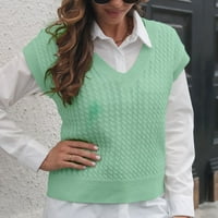 Есенни пуловери за жени Модерни годни пуловер Кардиган Ваканция V-образно деколте Кардиган Пуловер мента зелена l