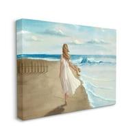 Ступел Начало Дé разходка по плажа син океан живопис платно стена изкуство от Зивей ли