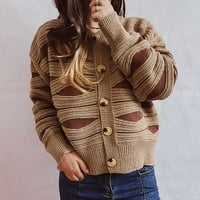 Zanvin дамски пуловери клирънс, дамски есента модна ежедневна нередовна ивица контраст цвят единично гърди екип